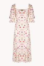 Floral Printed Eyelet Midi Dress