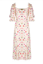 Vestito midi con occhielli stampato floreale