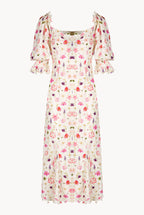 Floral Printed Eyelet Midi Dress