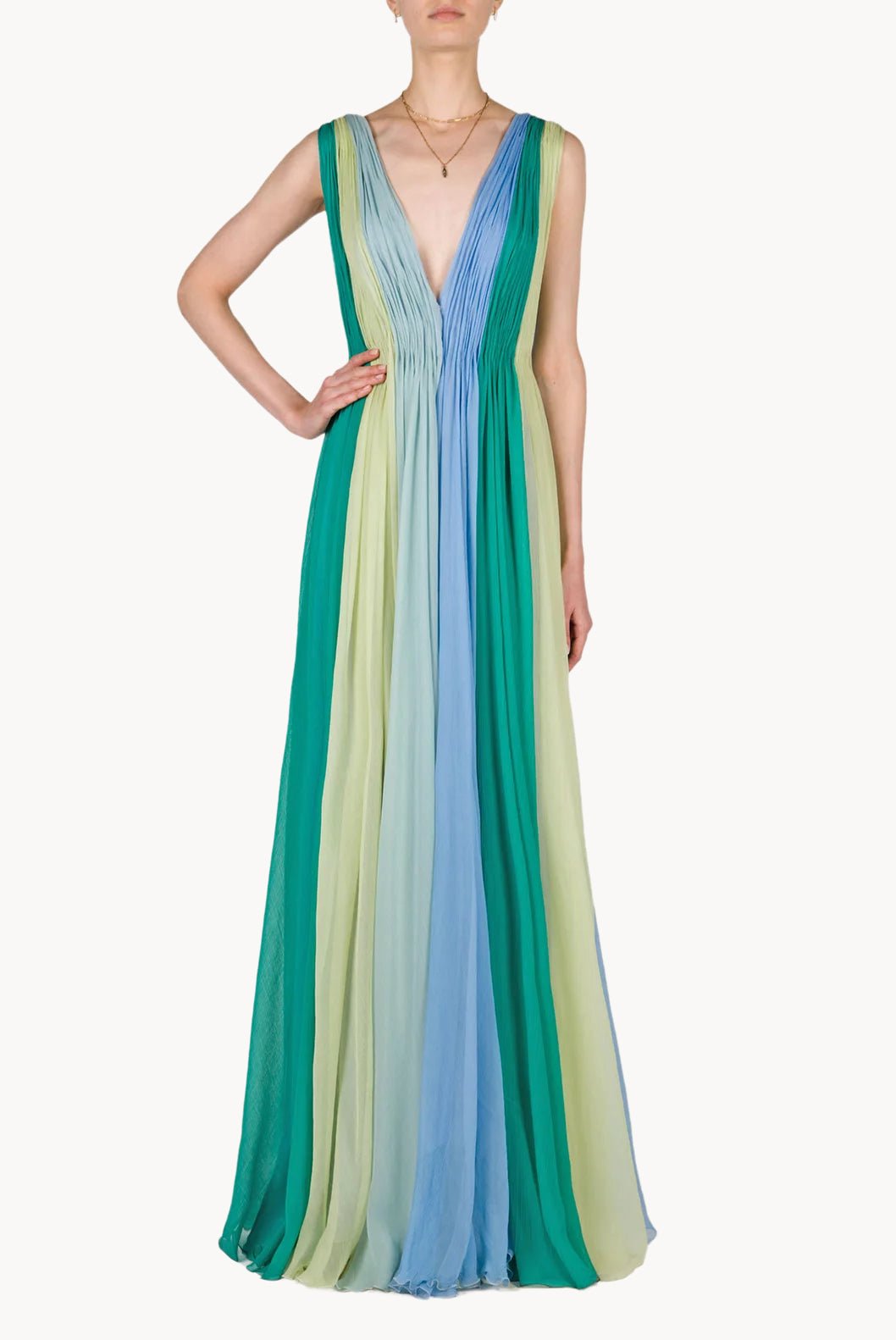 Vestito maxi in chiffon multicolore