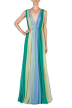 Vestito maxi in chiffon multicolore