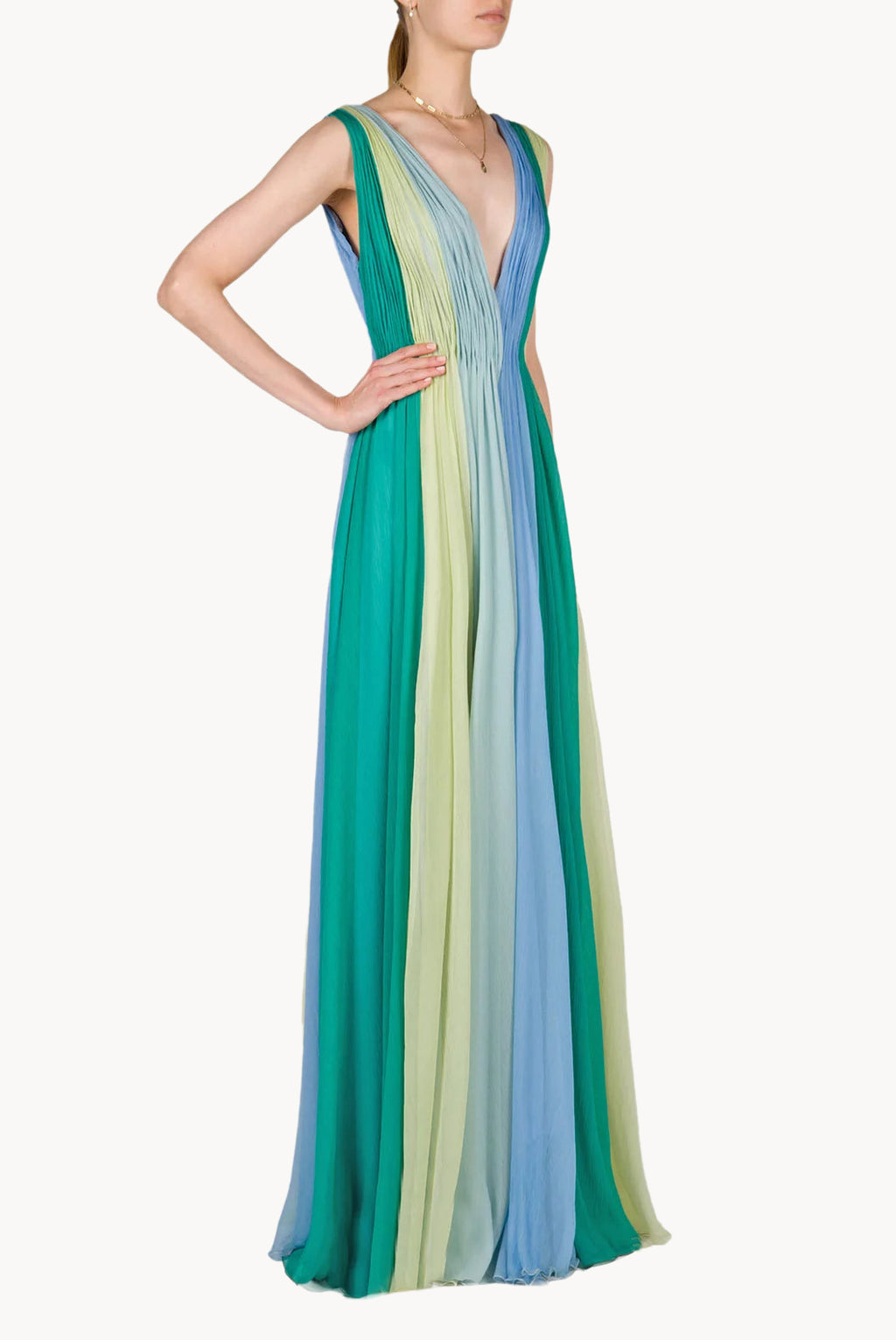 Multi Color Chiffon Maxi Dress