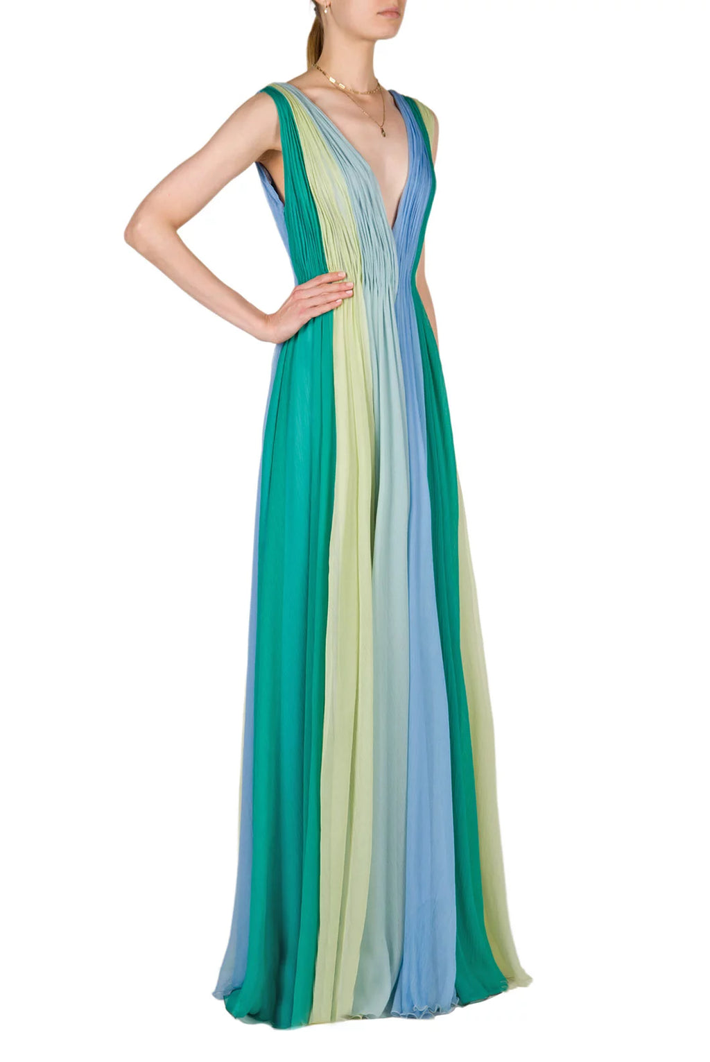 Vestito maxi in chiffon multicolore