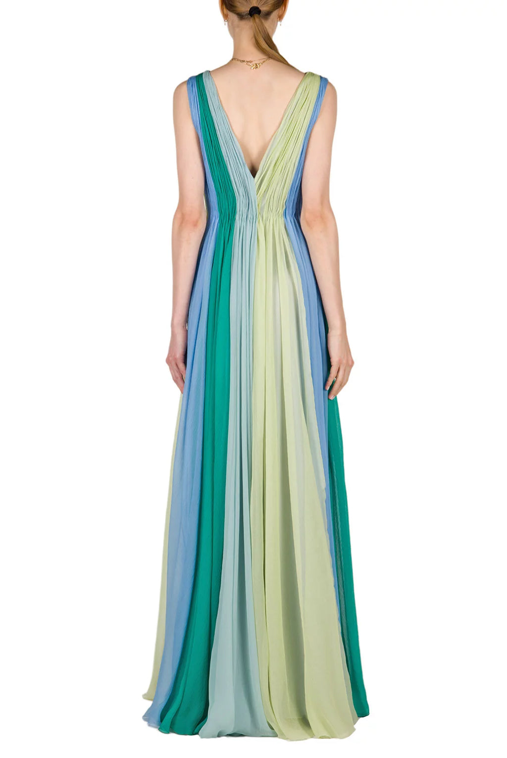 Vestito maxi in chiffon multicolore