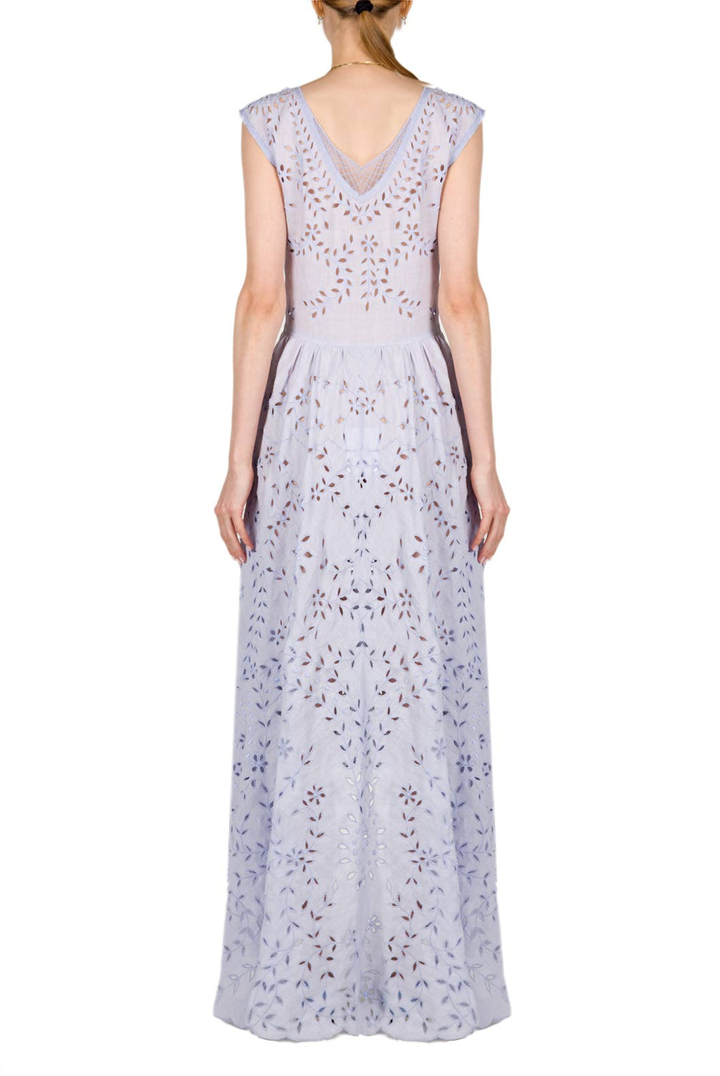 Asymmetric Embroidered Eyelet Cotton Midi Dress