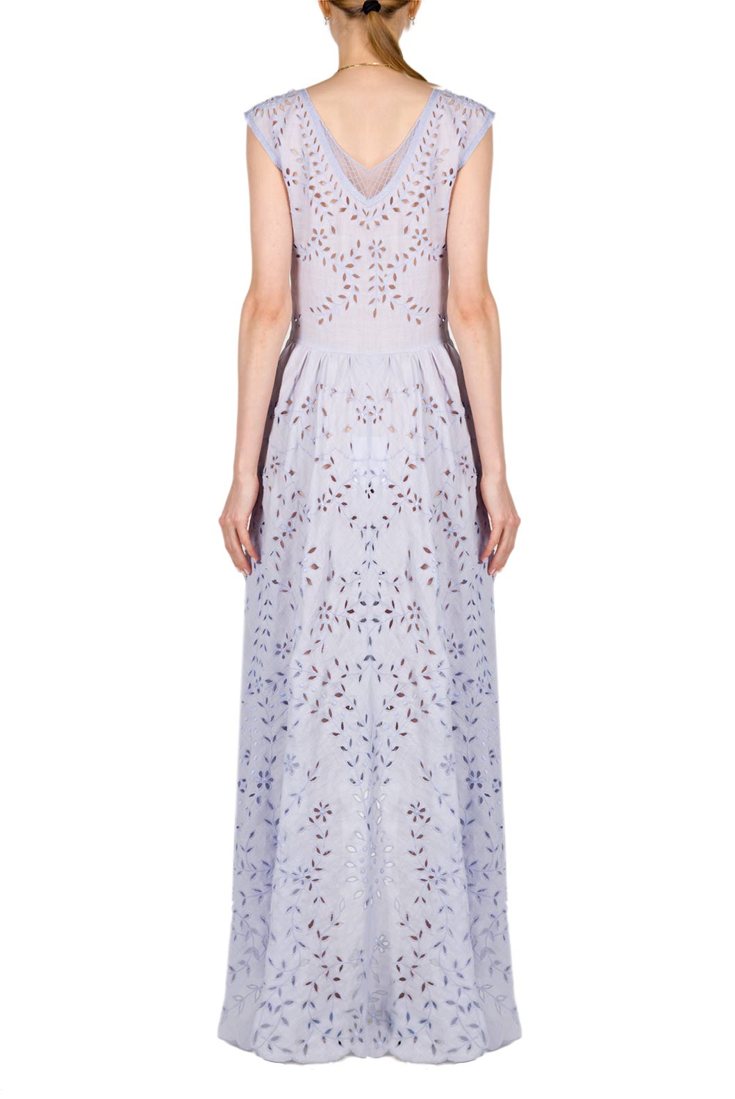 Asymmetric Embroidered Eyelet Cotton Midi Dress
