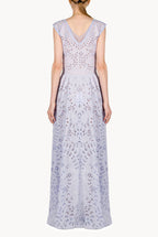 Vestito midi asimmetrico in cotone con ricami e occhielli