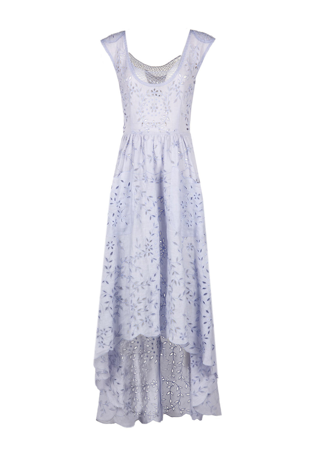 Asymmetric Embroidered Eyelet Cotton Midi Dress