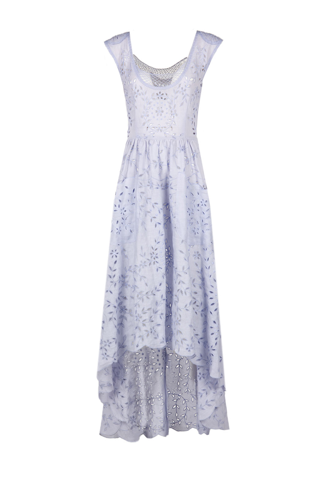 Asymmetric Embroidered Eyelet Cotton Midi Dress
