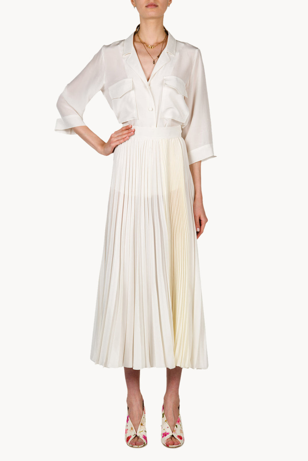 Patch Pocket Embellished Crepe Top