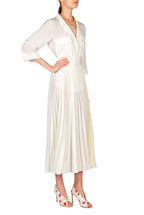 Gonna midi plissettata in crepe de chine