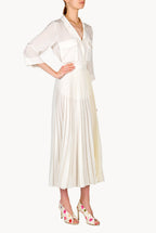 Pleated Crepe De Chine Midi Skirt