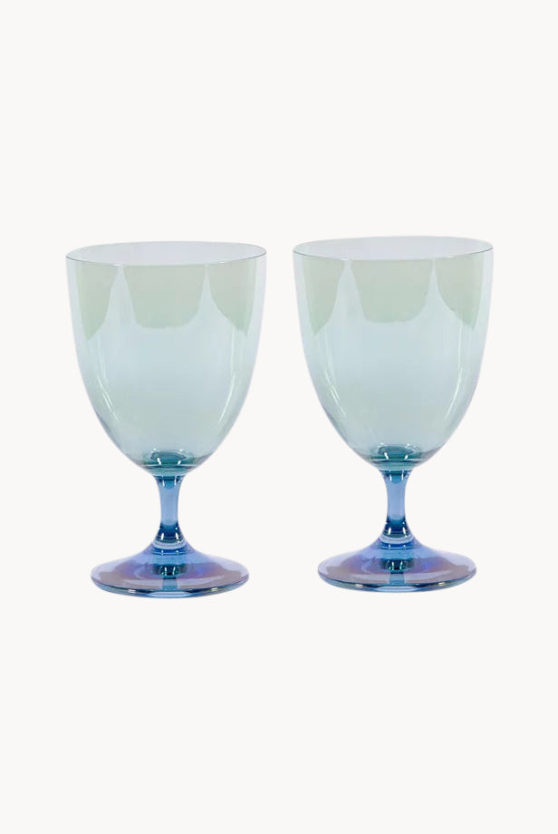 Set di Due Bicchieri d'Acqua da Blu a Verde