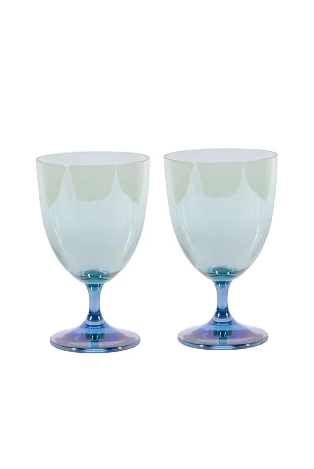 Set di Due Bicchieri d'Acqua da Blu a Verde