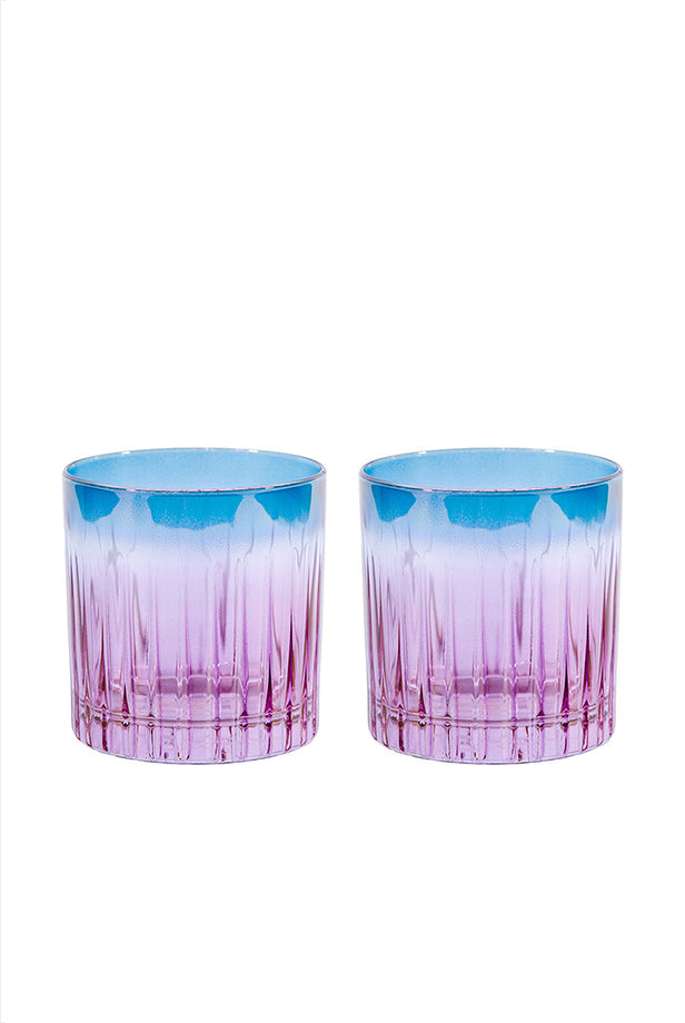 Set di due bicchieri tumbler piccoli sfumatura viola a blu