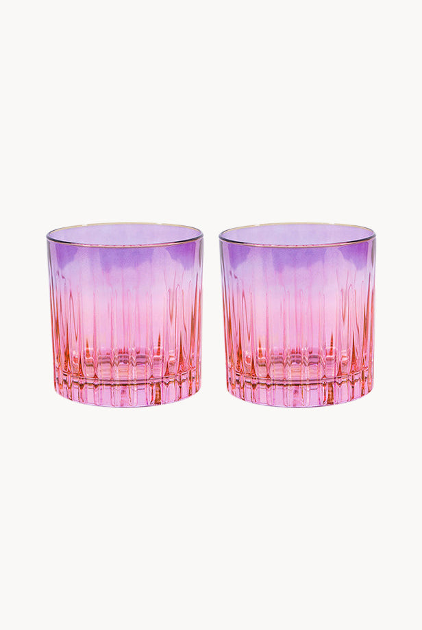 Set di Due Bicchieri Tumbler Piccoli da Rosa a Viola