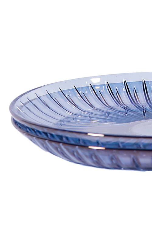 Set di Due Piatti per Frutta in Vetro Blu