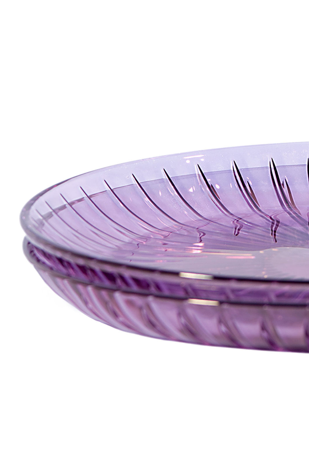 Set di due piatti per frutta in vetro viola