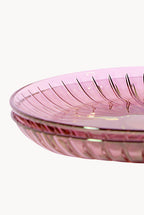 Set di due piatti per frutta in vetro rosa