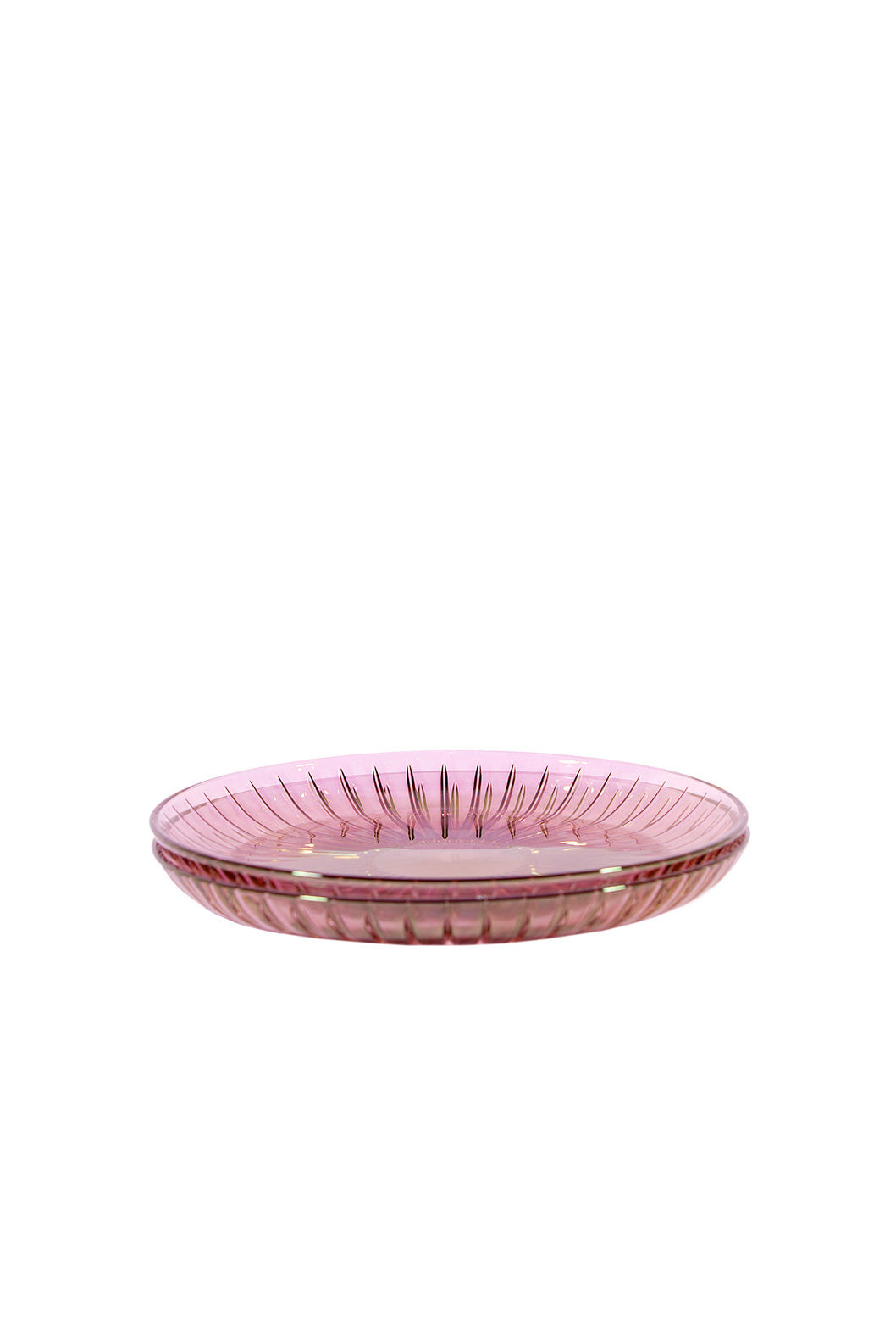 Set di due piatti per frutta in vetro rosa