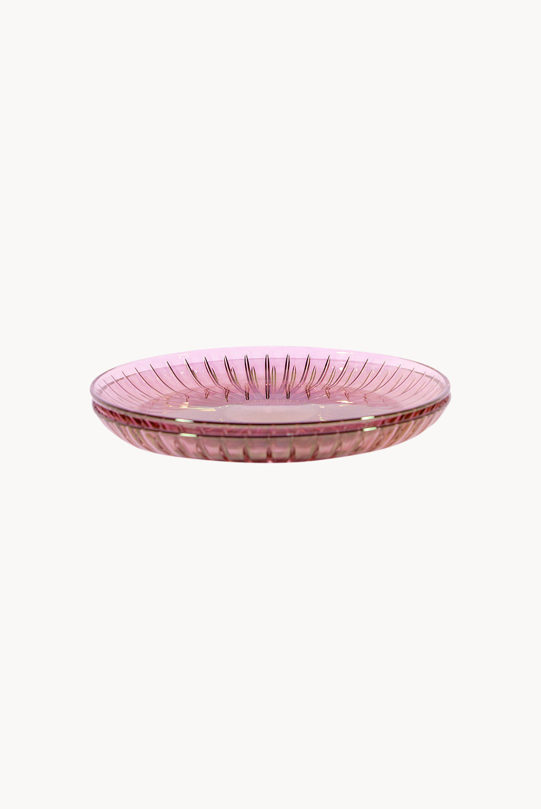Set di due piatti per frutta in vetro rosa