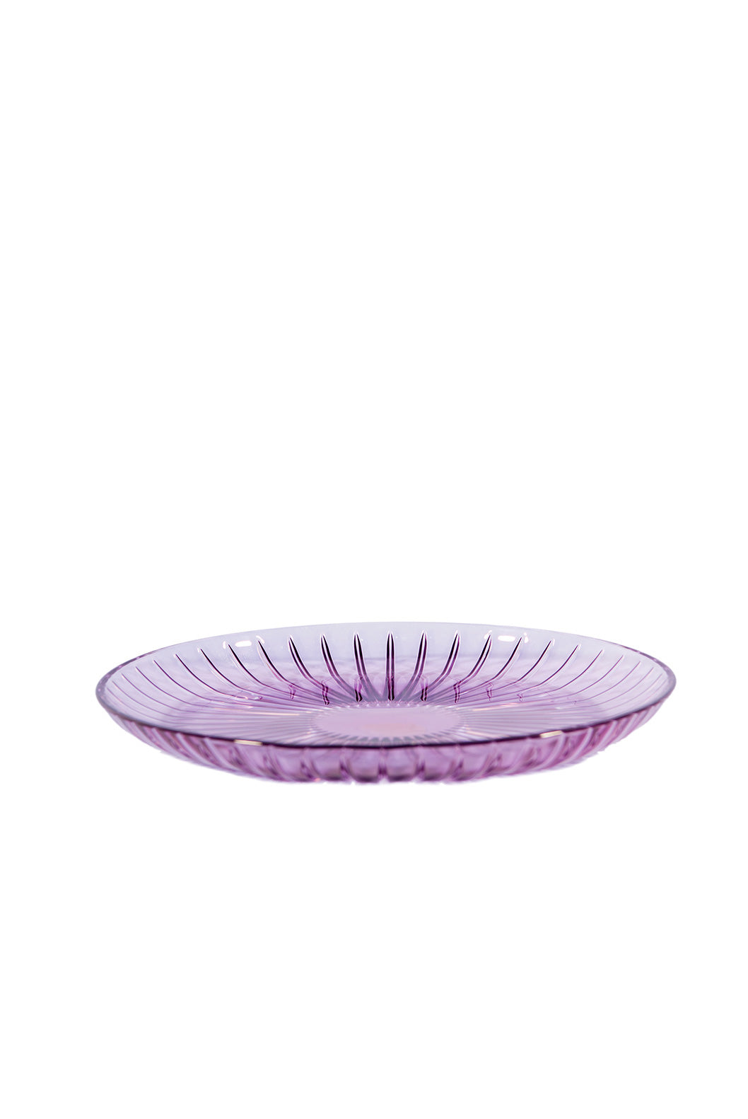 Set di due piatti per frutta in vetro viola