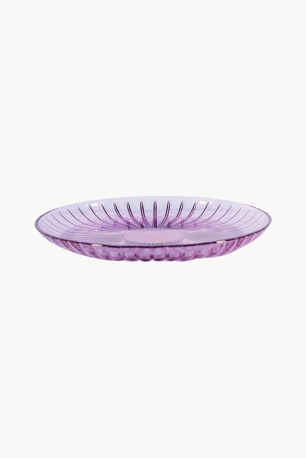 Set di due piatti per frutta in vetro viola