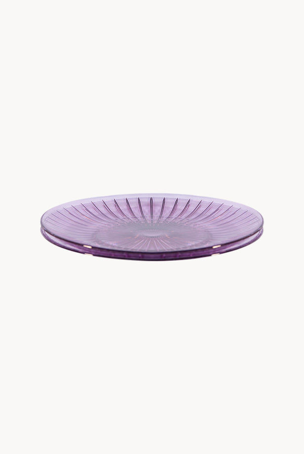 Set di due piatti in vetro viola