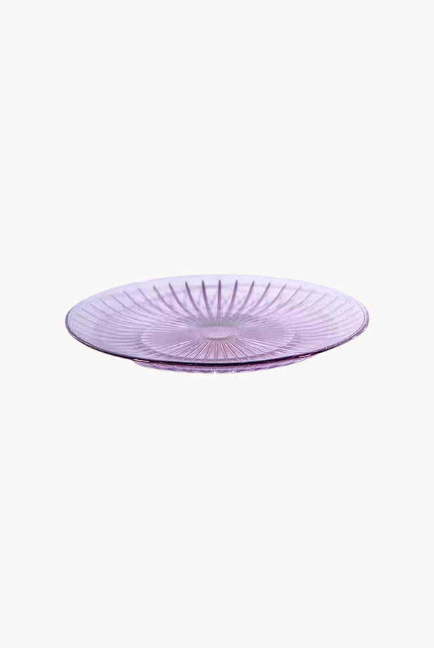 Set di due piatti in vetro viola