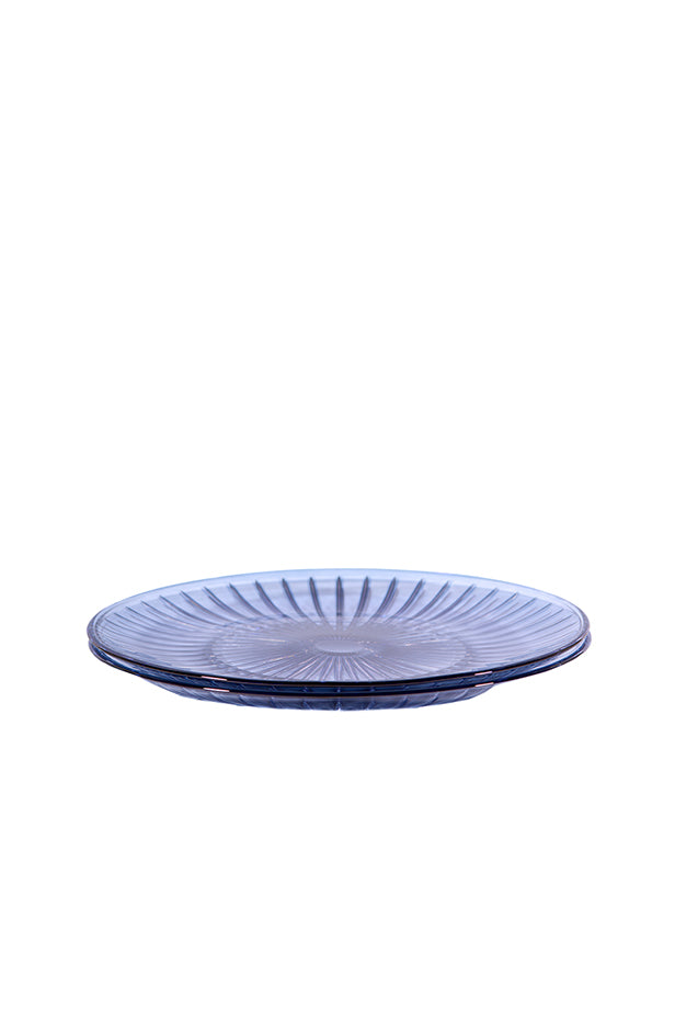 Set di Due Piatti in Vetro Blu