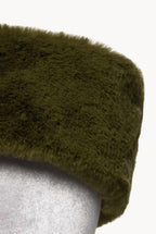Fascia per capelli in pelliccia sintetica verde