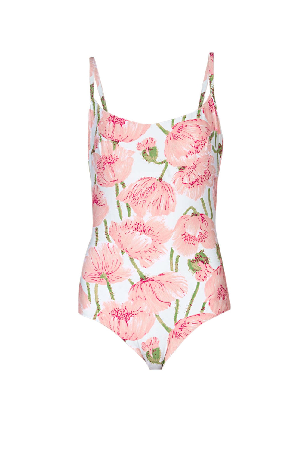 Costume intero con papaveri rosa doppio strato