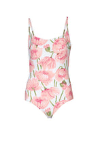 Costume intero con papaveri rosa doppio strato