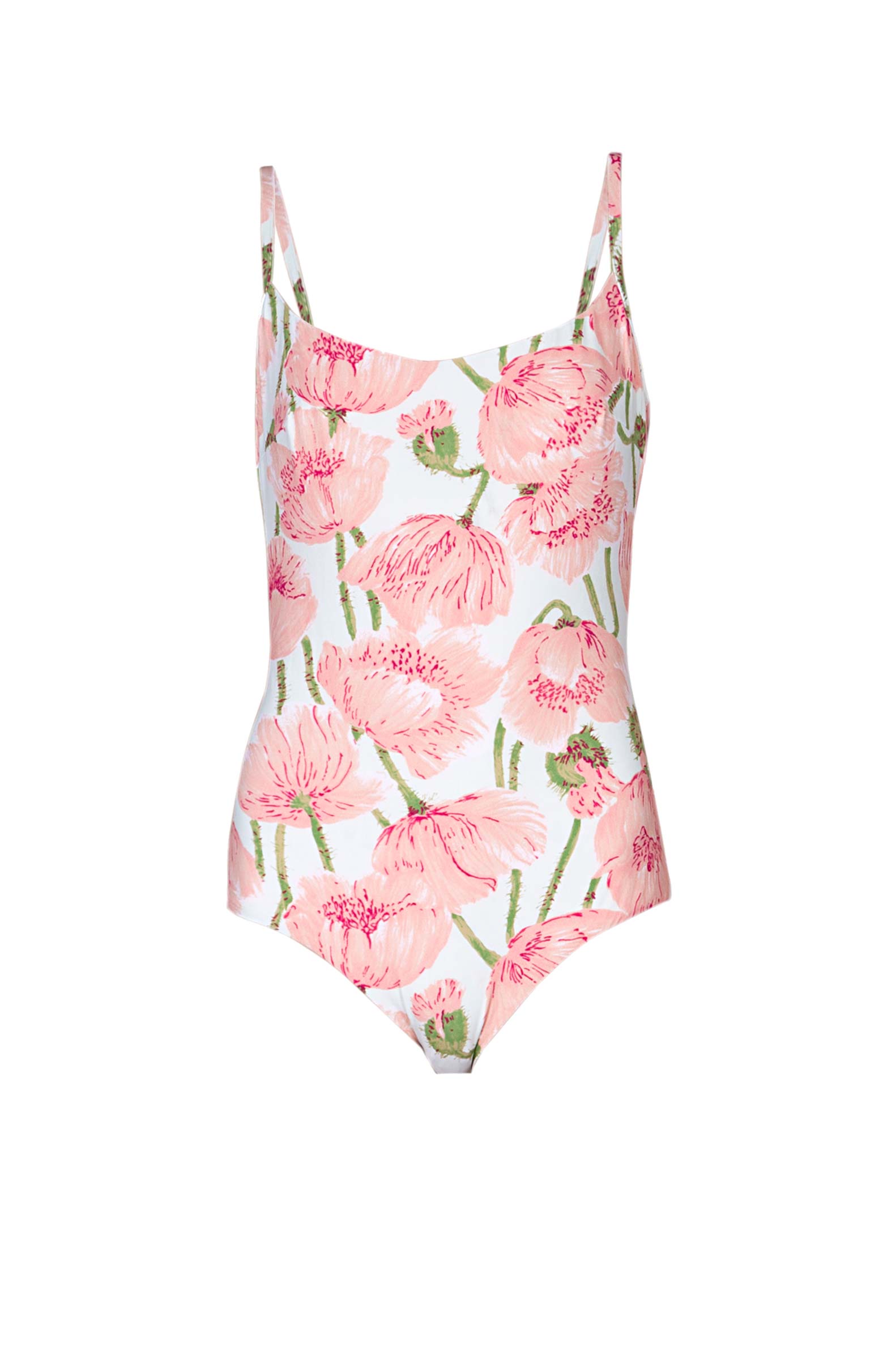 Costume intero con papaveri rosa doppio strato