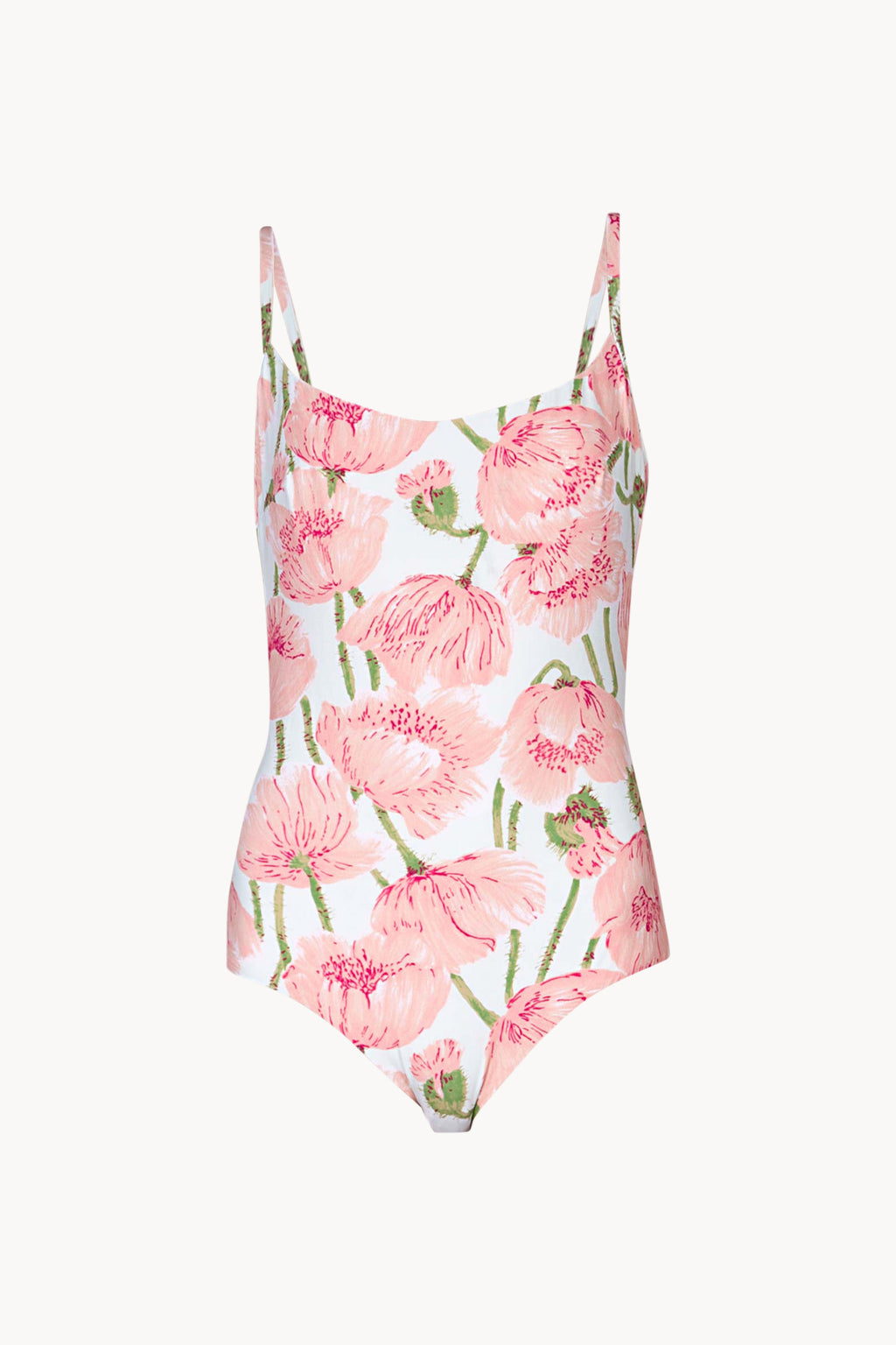 Costume intero con papaveri rosa doppio strato