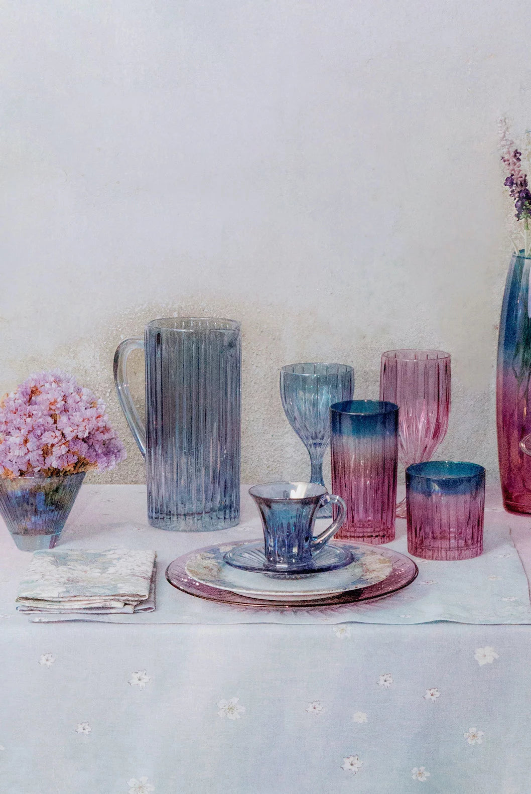 Blue Ridged Pitcher Glass Prestige