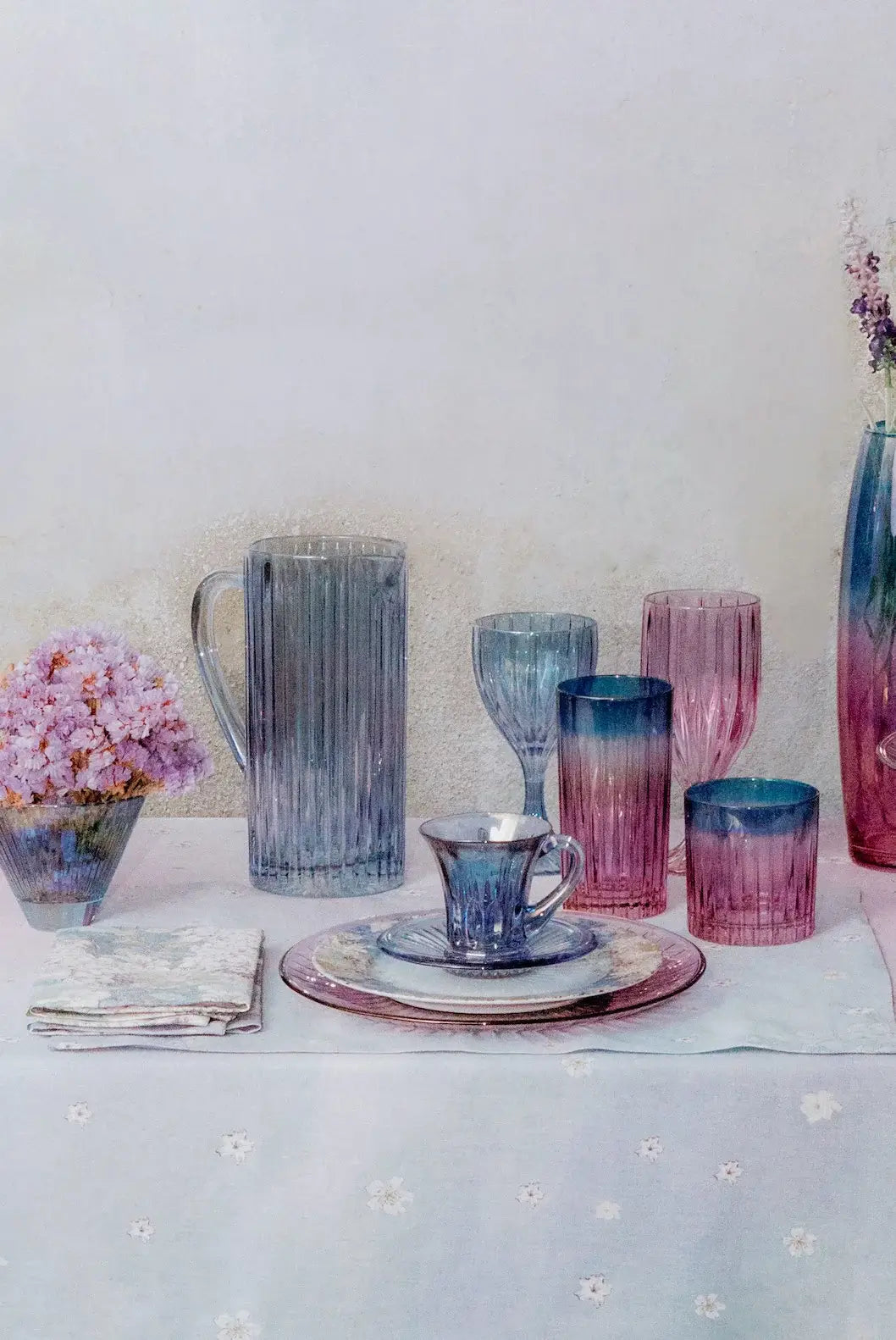 Blue Ridged Pitcher Glass Prestige