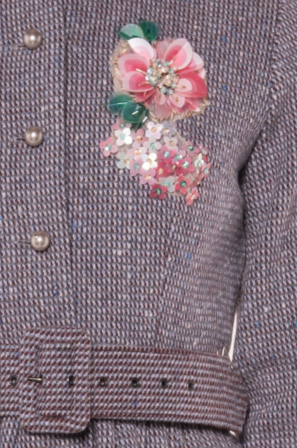Long Sleeves Tweed Dress With Embroidery