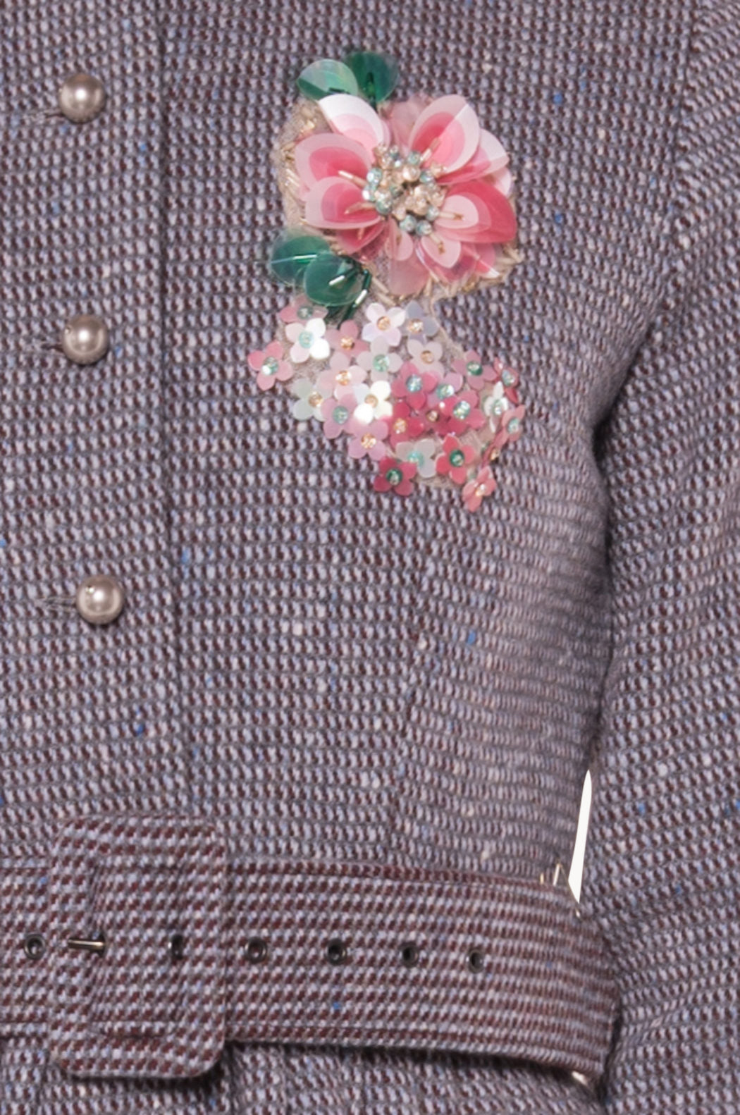 Long Sleeves Tweed Dress With Embroidery