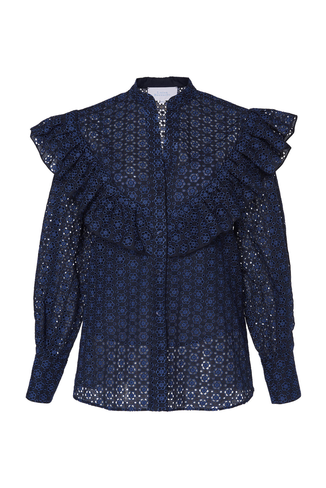 Eyelet Cotton Ruffle Blouse