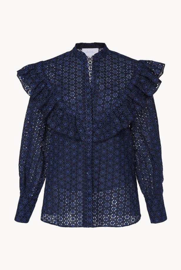 Eyelet Cotton Ruffle Blouse