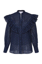 Eyelet Cotton Ruffle Blouse