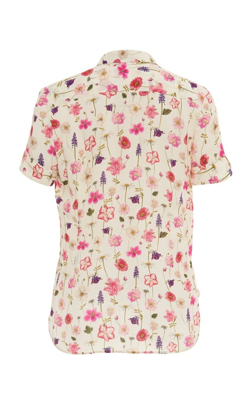 Camicia in crepe stampata a maniche corte