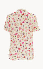Camicia in crepe stampata a maniche corte