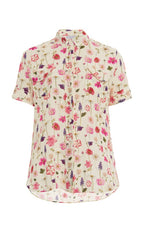 Camicia in crepe stampata a maniche corte