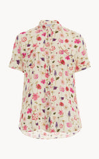 Camicia in crepe stampata a maniche corte