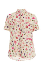 Camicia in crepe stampata a maniche corte