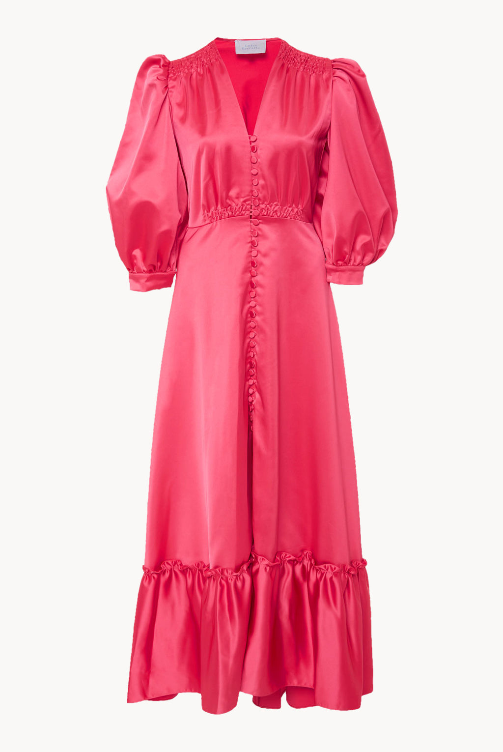 Satin Flounce Bottoncino Dress