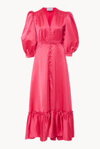Satin Flounce Bottoncino Dress