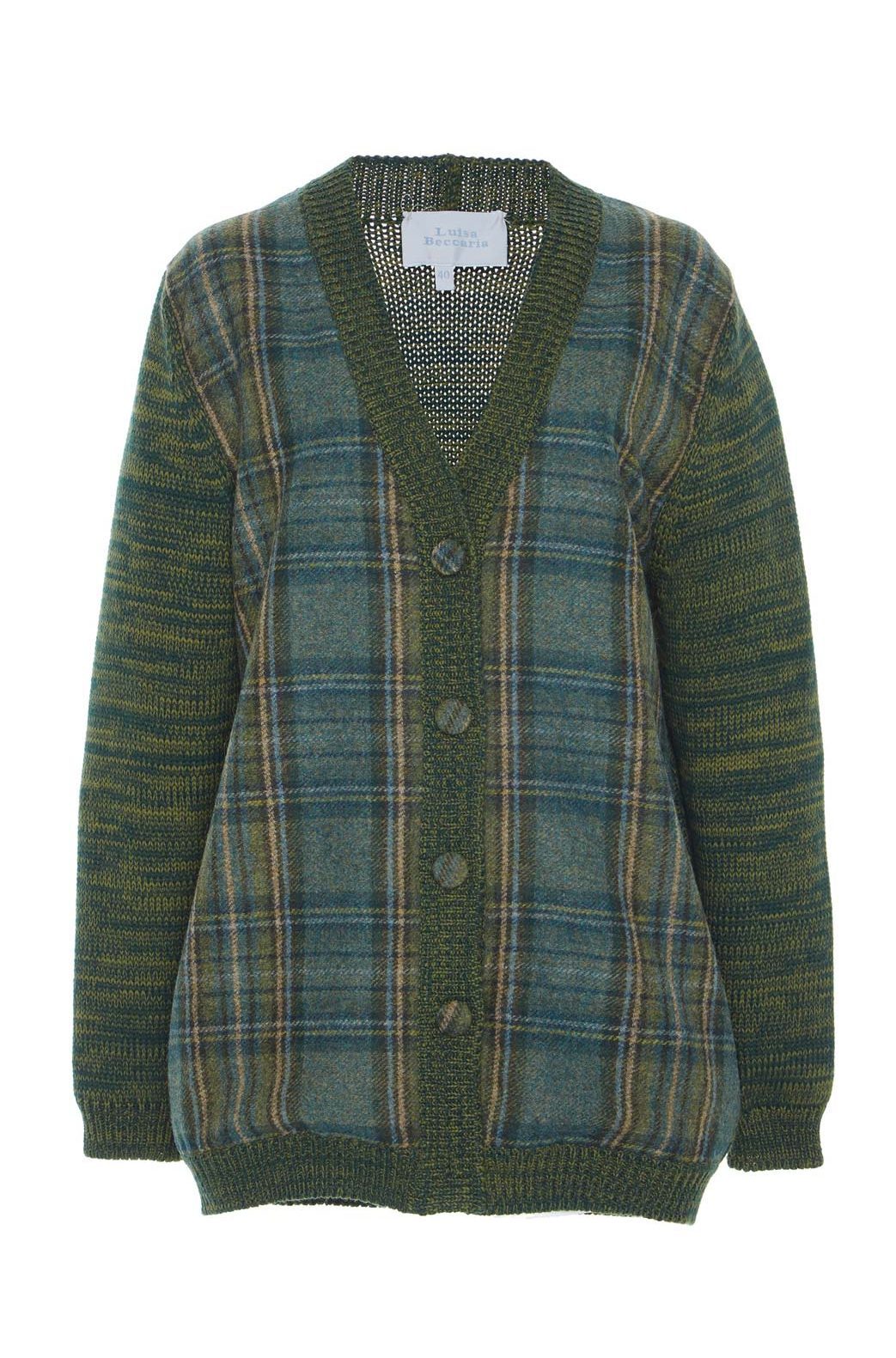 Cardigan in Heather con Pannelli a Quadri